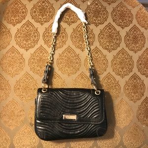 Versace parfums black mini purse with gold strap